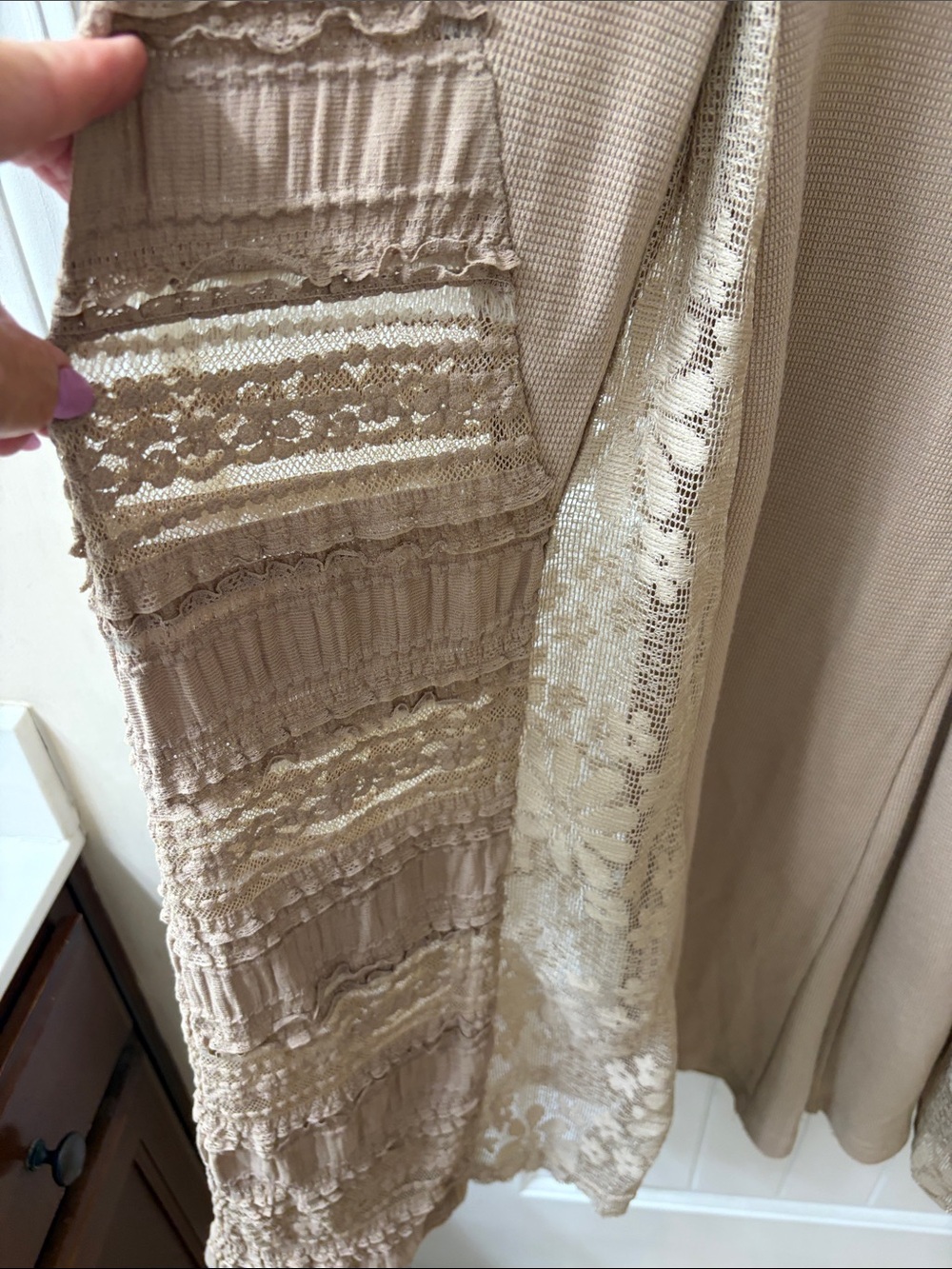 POL Mykonos Lace Paneled Wide Leg Pants - Size L - Picture 4 of 8